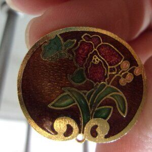 JLR-86  VINTAGE ILIS CLOISONNE SCARF CLIP